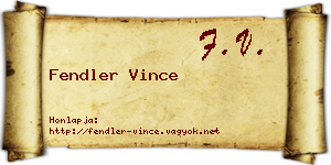 Fendler Vince névjegykártya